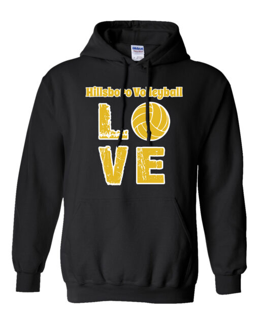 Hillsboro High School Volleyball "Love" Hooded Sweatshirt - Image 3