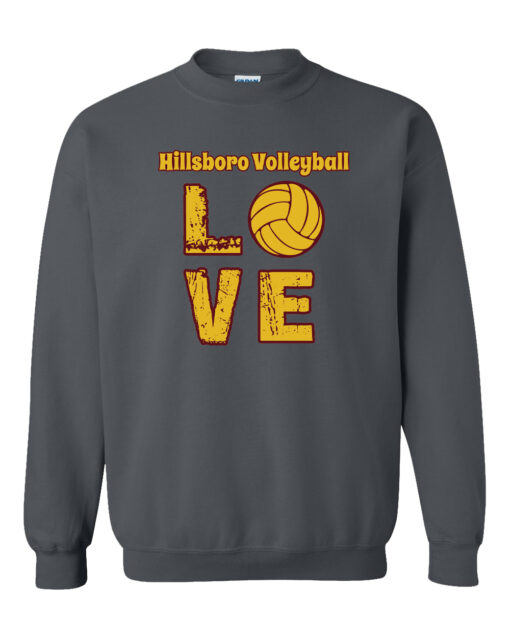 Hillsboro High School Volleyball "Love" Crewneck Sweatshirt - Image 2