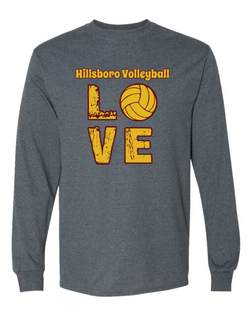 Hillsboro High School Volleyball "Love" Long-Sleeve T-Shirt - Image 3