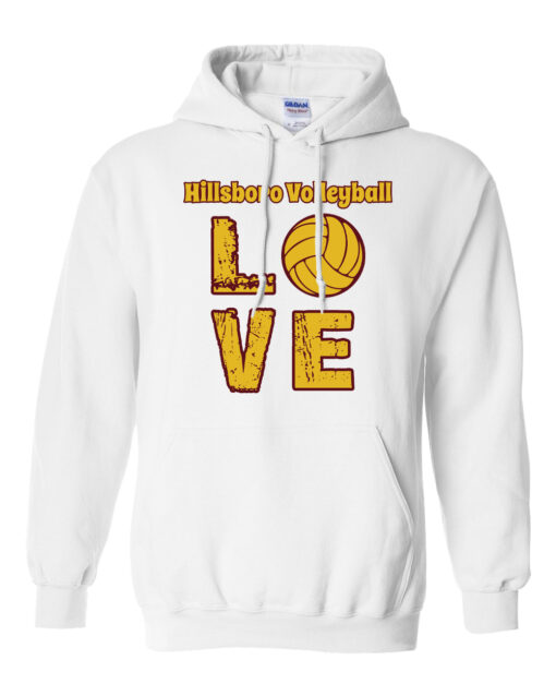 Hillsboro High School Volleyball "Love" Hooded Sweatshirt - Image 2