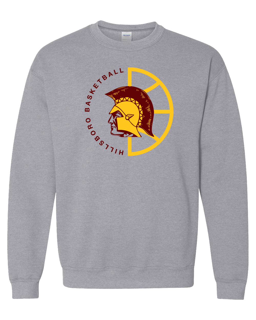 Hillsboro High School Basketball Maroon Crewneck Sweatshirt - Image 3