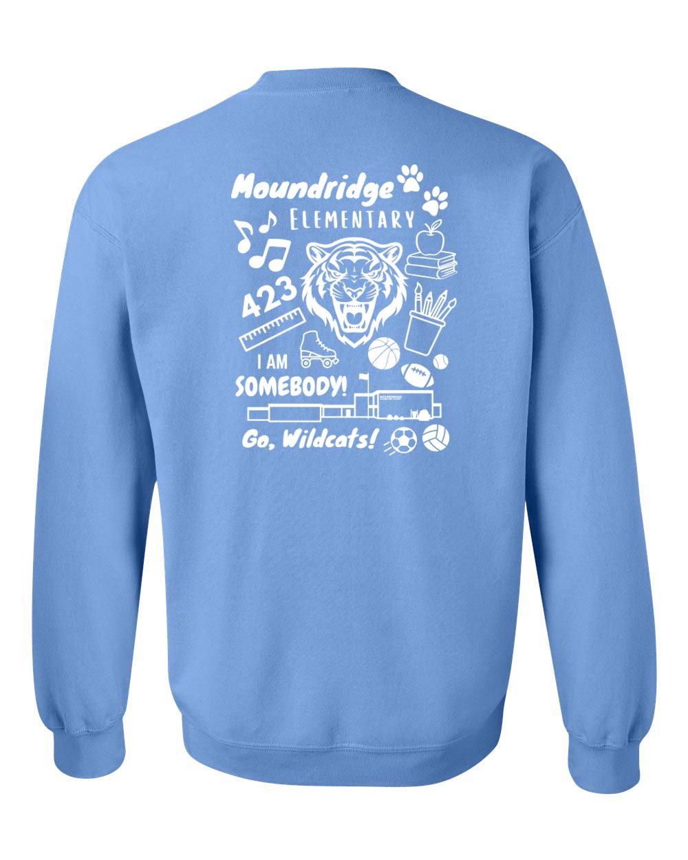 Moundridge Elementary Carolina Blue Paw Crewneck Sweatshirt - Image 2
